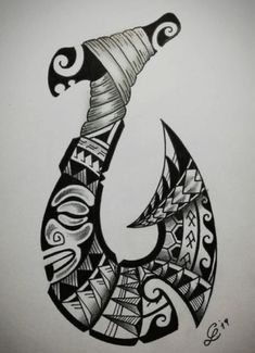 Tiki Tattoo Hawaiian, Hawaiian Tiki Tattoo, Māori Tattoo, Hawaii Tattoo, Fishing Hook Tattoo, Hawaiian Tattoos, Hook Tattoos, Tato Tradisional