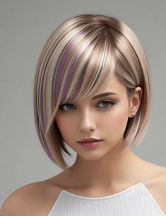 Pixie Hairstyle Color Ideas, Κούρεμα Bob, Amazing Hairstyles, Hairstyles For Girls, Peinados Fáciles Para Cabello Corto, Hair Color Highlights, Short Hairstyle, Sleek Hairstyles