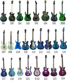 an image of guitars in different colors and sizes for each guitar player to choose from