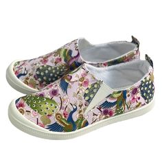 Pink Phoenix and Flower Print Women's Canvas Shoes - Comfortable and N Spring Non-slip Slip-ons With Round Toe, Comfortable Pink Slip-on Sneakers With Flat Heel, Non-slip Flat Heel Slip-on Sneakers For Summer, Non-slip Slip-on Sneakers For Summer With Flat Heel, White Closed Toe Slip-on Sneakers For Spring, Non-slip Slip-on Sneakers For Summer, Spring White Closed Toe Slip-on Sneakers, Trendy Spring Slip-on Sneakers With Round Toe, Non-slip Low-top Canvas Shoes For Spring