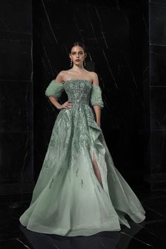 Indulge in elegance with the Azzure Couture FM9033 evening dress from the Spring 2024 Collection. Elevate your style to new heights with this exquisite piece. Azzure Couture, Moth Repellent, Plastic Dress, Haute Couture Dresses, Dream Dresses, Green Ombre, Dress Cover, Blue Ombre, Spring 2024