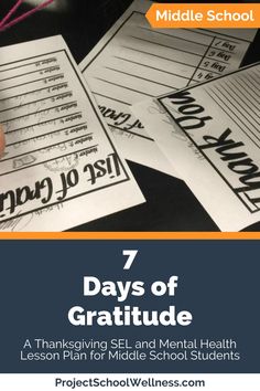 the 7 days of gratitude for middle school students