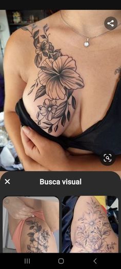 a woman's breast with tattoos on it