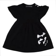 Batty Baby Dress (Babies/Toddlers) Gothic Baby Clothes, Alternative Baby Clothes, White Bats, Noir Uni, Baby Bats