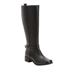 Comfortview Women's Wide Width The Donna Wide Calf Leather Boot .Style and comfort - not a tall order, they're a given with our Donna leather boots! Leather upper Hidden elastic gore for comfort Full inside zipper 15" shaft height 1 1/2" heel heightPadded insoleFlexible, skid-resistant outsole. About the brand: Shoes designed to be the best-fitting, best-feeling, best-looking footwear for every moment of your life. Our shoes feature flexible and skid resistant soles, stable heels and padded insoles. From casual shoes, to boots, to dress shoes we provide comfort and style every step of the day. Available in 30 sizes and widths. Size: 9.  Color: Black.  Gender: female.  Age Group: adult. Wide Calf Leather Boots, Calf Leather Boots, Womens High Heel Boots, Tall Heeled Boots, Winter Heels, Winter Shoes For Women, Tall Riding Boots, Boot Style, Fringe Boots