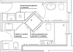 a bathroom floor plan with toilet, sink and shower