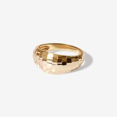 Step up your shine game with our Gale disco ring! Gale is designed to catch the light from every angle, thanks to its unique disco ball texture. Whether you're heading out for a night on the town or elevating your everyday look, this piece is sure to turn heads! Created with a sterling silver base and utilizing luxury 14 karat gold plating, these Adorn Luxe hoop earrings are everything you love about our demi-fine jewelry collection. Modern Adjustable Rings For Party, Modern Adjustable Party Rings, Pearl Earring Set, Pearl Statement Earrings, Demi Fine Jewelry, Solid Gold Rings, Rose Gold Jewelry, Star Studs, Fine Jewelry Collection