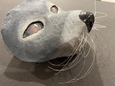 Felted handmade sea lion therian mask made on a cat mask base.  Hand painted with whiskers and foam clay nose.  Has a shiny finish Lion Therian, Mask Inspiration, Clay Nose, Awesome Costumes, Foam Clay, Therian Stuff, Therian Mask, Costume Masks, Cat Mask