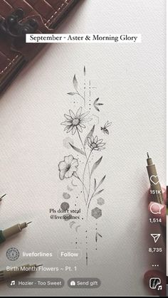 someone is drawing flowers on paper with markers