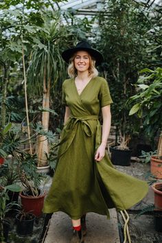 Lisbon Dress Wrap Linen Dress Green Linen Dress - Etsy Modest Maternity Dress With Short Sleeves, Maternity Dresses With Short Sleeves, Spring Bridesmaid Dress With Tie Waist, Modest Green Maxi Length Dress, Modest Green Maxi Dress, Maternity Summer Dresses With Short Sleeves, Fitted Olive Maxi Dress For Spring, Modest Green A-line Dress, Spring Modest Bridesmaid Dresses