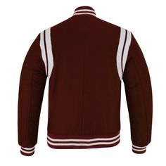 Varsity Letterman Baseball Maroon Wool With White Double Leather Strip Jacket If your required Size & Color Combination is not listed then please contact with us We will respond you as soon as possible the estimated time is 12 Hours, All Sizes & Color Combinations are Available. The quality of the varsity jacket is the finest in the field. 100% high quality Wool. A fine quilt lining with Wool trimmed inside pocket are all part of the complete package. Each varsity jacket design is faithfully cus Brown Cotton Varsity Jacket For Winter, Brown Cotton Outerwear For College, Classic Brown Long Sleeve Varsity Jacket, Classic Brown Winter Varsity Jacket, Fitted Brown Varsity Jacket With Long Sleeves, Brown Fitted Varsity Jacket With Long Sleeves, Retro Burgundy Long Sleeve Outerwear, Fall Outerwear With Zipper Closure For College, Varsity Jacket Design