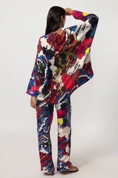 Shop for Saaksha and Kinni Multi Color Silk Abstract Floral Print Trouser for Women Online at Aza Fashions Silk Printed Straight Pants, Multicolor Floral Print Straight Pants, Silk Floral Print Straight Pants, Multicolor Straight Pants With Floral Print, Multicolor Floral Print Pants, Spring Silk Printed Pants, Multicolor Silk Set With Floral Print, Multicolor Silk Floral Print Pants, Silk Multicolor Floral Print Set