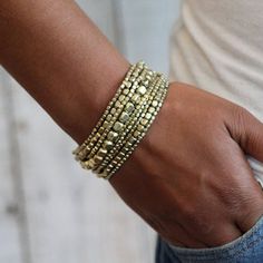 Stretch Bead Bracelet, Gold Bracelet, Bracelet Set, Yoga Bracelet, Gold Bead Stretch Bracelet, Metal Silver Bracelet Stack, Western Bracelets, Beaded Memory Wire Bracelets, Grants Pass, Beaded Leather Bracelet, Leather Bracelets Women, Group Shots, Metal Bead, Bracelet Metal