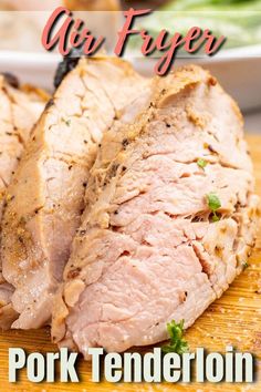 Pork tenderloin with a marinade Air Fryer Pork Loin, Air Fryer Pork Tenderloin, Air Fryer Recipes Pork, Air Fryer Recipes Low Carb, Ninja Cooking System Recipes, Air Fryer Recipes Snacks, Air Fryer Pork, Air Fryer Pork Chops, Pork Loin Recipes