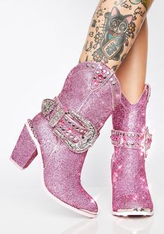 Club Exx Sheriff Shine Cowboy Boots – Dolls Kill Pink Cowgirl Boots, Rider Boots, Leopard Boots, Glitter Boots, Pink Cowgirl, Slouchy Boots, Boating Outfit, Pink Boots, Stiletto Boots