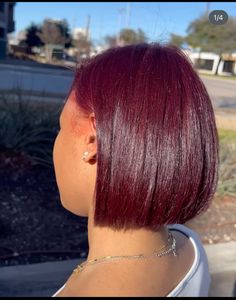 Burgundy Red Bob Black Women, Burgundy Hair Short Bobs, Short Bob Burgundy Hair, Burgundy Pixie Haircut Black Women, Burgundy Bob Black Women Natural Hair, Plum Natural Hair Black Women, Dark Red Bob Black Women, Relaxed Dyed Hair, Short Red Bob Black Women