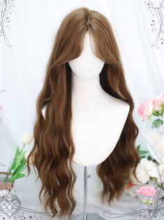 The price is for a wig only, others are not included. Garment Size SizeFree SizeHair Length60-65 Pretty Hairstyles For Medium Length Hair, Long Wavy Hair Hairstyles, Water Wave Hair, Wigs Aesthetics, Aesthetic Wigs, Brown Hair Wig, Soft Bangs Long Hair, Light Brown Wig, Wavy Long Hairstyles