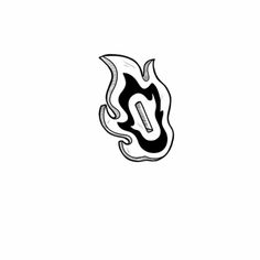 a black and white drawing of a flame on a white background with the letter n