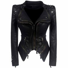 High Quality Jacket. Material: PU Leather ♥♥ Please pay attention to the item sizes and measurements before buying. All our products are made with high quality carefully chosen materials. Each piece will leave our work place well packaged and in perfect condition. We also do quality check before Gothic Motorcycle, Suede Outfit, Pu Jacket, Jane Clothing, Lady L, Faux Leather Coat, Pu Leather Jacket, Slim Fit Jackets, Emo Outfits