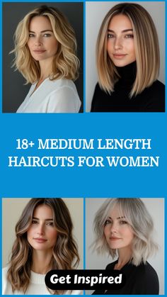 18+ medium length haircuts for women with images of different styles.