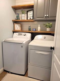 a washer and dryer in a small room