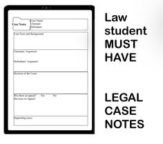 a cell phone with the text law student must have legal case notes