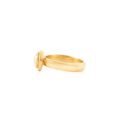 The Albertine Ring from Laurine's Voyage Collection is a work of art. It's handmade in New York City from the finest materials. The ring is crafted from a tin alloy and electroplated with 24kt gold. The center stone is a genuine clear-cut crystal and this ring can be made in size 6, 7, or 8. Please specify sizing in order notes. The ring is made to order in our York City Design Studio. Please allow 7-14 business days for production before the ship date. Gold Brass Crystal Ring For Anniversary, Gold Crystal Brass Ring For Anniversary, Gold Crystal Ring With Single Cut Diamonds For Wedding, Elegant Gold Moonstone Ring In Brass, Gold Ring With Bezel Setting, Gold Crystal Ring With Bezel Setting As Gift, Adjustable Gold Topaz Ring For Anniversary, Timeless Brass Anniversary Rings, Heirloom White Topaz Wedding Ring In Gold