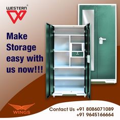 an advertisement for a storage cabinet with the words make storage easy with us now