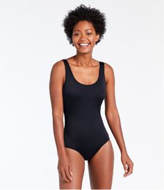 Women's BeanSport Swimwear, Tanksuit | One-Piece at L.L.Bean Scoop Neck Swimwear With Built-in Bra, Summer Sports Swimwear With Scoop Neck, Compressive Swimming Leotard, Compressive Leotard For Swimming, Second-skin Smoothing Leotard For Swimming, Summer Nylon Leotard With Smoothing Details, Sporty Seamless Bodysuit For Swimming, Compressive Solid Color Leotard For Summer, Summer Compression Seamless Tank Top