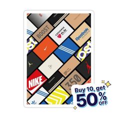 an advertisement for nike shoes with the price tag 50 % off on it and in front of