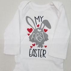 My First Easter Onesie, Carters Brand. Brand New Without Tags. Bundle And Save! Cricut Baby Onesie Easter, My First Easter Onesie, Easter Onesie, My First Easter, Easter Shirt, Kids Shirts, Gray White, Onesies, Shirts Tops