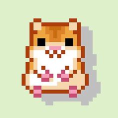 a hamster pixel art on a green background