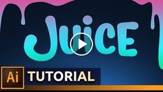 an animated video with the words juice in blue, pink and green colors on it