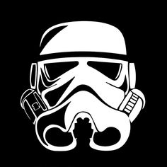 a black and white image of a star wars trooper helmet