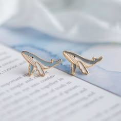 Handcrafted Humpback Whales Enamel Earrings/ Bracelet/ Necklace | Miss Modi Cool Metal Jewelry, Whale Earrings, Enameling Jewelry, Sea Of Love, Fantasy Earrings, Snake Jewelry, Snake Earrings, Steel Post, Trendy Earrings