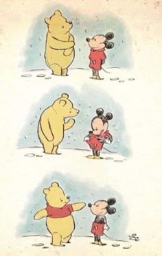 winnie the pooh and other disney characters in various poses, from left to right