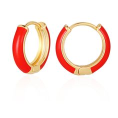 PRICES MAY VARY. Unique Design - 18K gold plated enamel color hoop earrings, stylish and popular, hoop earrings are lightweight and easy to put on and take off; the enamel coating on the earrings is also top notch; the texture is even and smooth Hypoallergenic Material - 18K gold plated colorful enamel earrings, free of any harmful ingredients, nickel-free, lead-free, cadmium-free, hypoallergenic. perfect for sensitive ears Perfect Size - chunky hoop earrings 4.1mm thick 16mm diameter. Pink enam Small Gold Hoop Earrings, Huggie Earring, Small Gold Hoops, Chunky Hoop Earrings, Ear Pins, Small Hoop Earrings, Pink Enamel, Trendy Earrings, Enamel Earrings