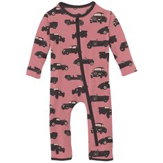 Zip your little peanut into the snuggly goodness of our adorable Coverall. There is just nothing better than the soft comfort your little one feels in this wardrobe favorite! Changes are a breeze thanks to our handy back flap that snaps open for easy diaper access. Pair with coordinating blankets and hats for a shower gift made in heaven!FEATURES: 95% Viscose from bamboo, 5% Spandex Sizes preemie to 9 months are relaxed fit Zipper front closure Lightweight, breathable and hypoallergenic Machine washable Tag-free for extra comfort Now rated UPF 50+! Highest Quality YKK Zipper KICKEE Bamboo Signature BlendSoft and stretchy to the touch and loved for its lightweight, breathable and temperature-regulating qualities, our Signature Blend is what put us on the map. KICKEE's Signature Blend will k Play Outfit, Cars Collection, Kickee Pants, Rose Vintage, Baby Warmer, Desert Rose, Girls Prints, Flame Retardant, Shoes Booties