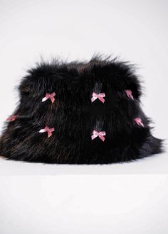 BOW PINK | FOX FUR BUCKET HAT