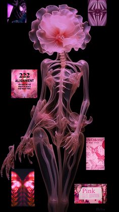 an x - ray image of a woman's body with pink flowers on it