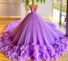 Puffy Prom Dress, Prom Dress Purple, Puffy Prom Dresses, Prom Dress Tulle, Tulle Prom Dresses, Robes D'occasion, Purple Prom, Pretty Quinceanera Dresses, Purple Prom Dress