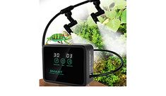 the smart garden controller is connected to an electric cord and plugged into a plant