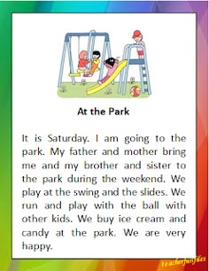 an image of a children's book with the title at the park, it is saturday and i am going to the park my father and mother