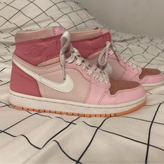 Barley Used Good Condition Authentic Size Women’s 7 Bought From Goat.Com (Doesn’t Come With Box) Jordan 1 Mid Digital Pink, Air Jordan 1 Mid Digital Pink, Nike Shoes Air, Shoes Air, Air Jordan 1 Mid, Jordan 1 Mid, Barley, Air Jordan 1, Jordan 1