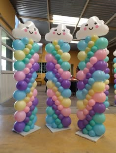 balloons are arranged in the shape of clouds