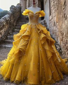 Big Yellow Dress, Yellow Princess Dress, Belle Ball Gown, Yellow Ball Gown, Belle Gown, Beauty And Beast Wedding