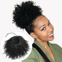 PRICES MAY VARY. ❤[SHORT SIZE] 8 Inch Short Drawstring Kinky Curly Ponytail Buns #1B Natural Black. FOR Women & Girls,Kids.100% Real Human Hair. No Synthetic,Safety! ❤[Light,Soft and Natural Looking] afro puff drawstring ponytail extension, soft, smooth, not shiny, natural looking, easy to attach and blends well. afro puff ponytail for natural black hair.Human Hair Material,Natural& Invisible--- Everyone will think it is your natural hair.can't find your secret.^_^ ❤[Suitable for All Occasions] Halloween, Christmas, Concert, Fashion Show, Theme Party, Wedding, Dating, everyday wear and more. ❤[USE Tips] 1. The product transportation backlog may be deformed. Open the box, take it out, and comb it with your fingers. 2. Tie your hair into a ball 3. Put the feipro afro puff bun on 4. Adjust th Drawstring Afro Puff, Wigs Design, Rope Braided Hairstyle, Tattoos Unique Meaningful, Curly Drawstring Ponytail, Couple Tattoos Unique Meaningful, Afro Puffs, Pony Hairstyles, Human Hair Pieces