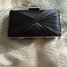 Kate Landry Black And Silver Clutch With Gemstone Style Opening And String Shoulder Strap. Nwot Black And Silver Clutch, Silver Clutch, Black And Silver, Wristlets, Clutches, Black Silver, Shoulder Strap, Bag Lady, Gemstones