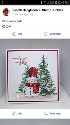 a christmas card with a snowman on it