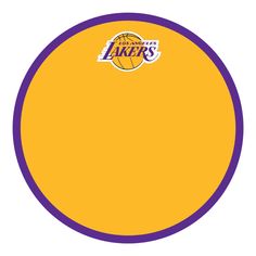 the los lakers logo on an orange and purple circle